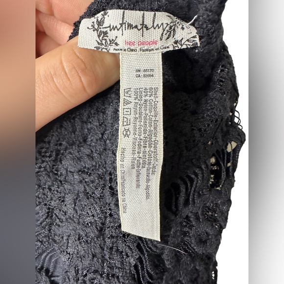 Free People Intimates Black Lace Button Back Mini Dress Size Large - Picture 5 of 10